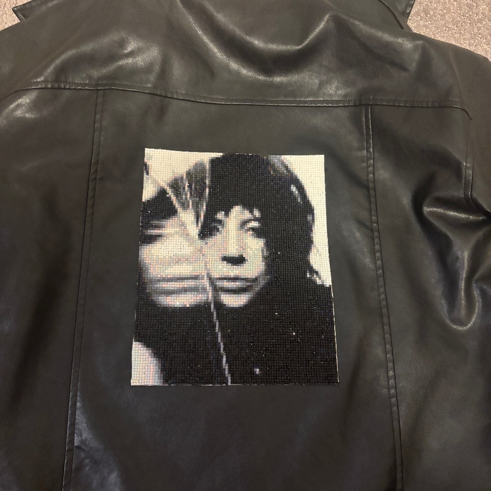 Lady Gaga Mayhem Diamond Painting Faux Leather Jacket Size Large